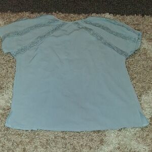 Pink Republic Light Blue Blouse with Lace Accents